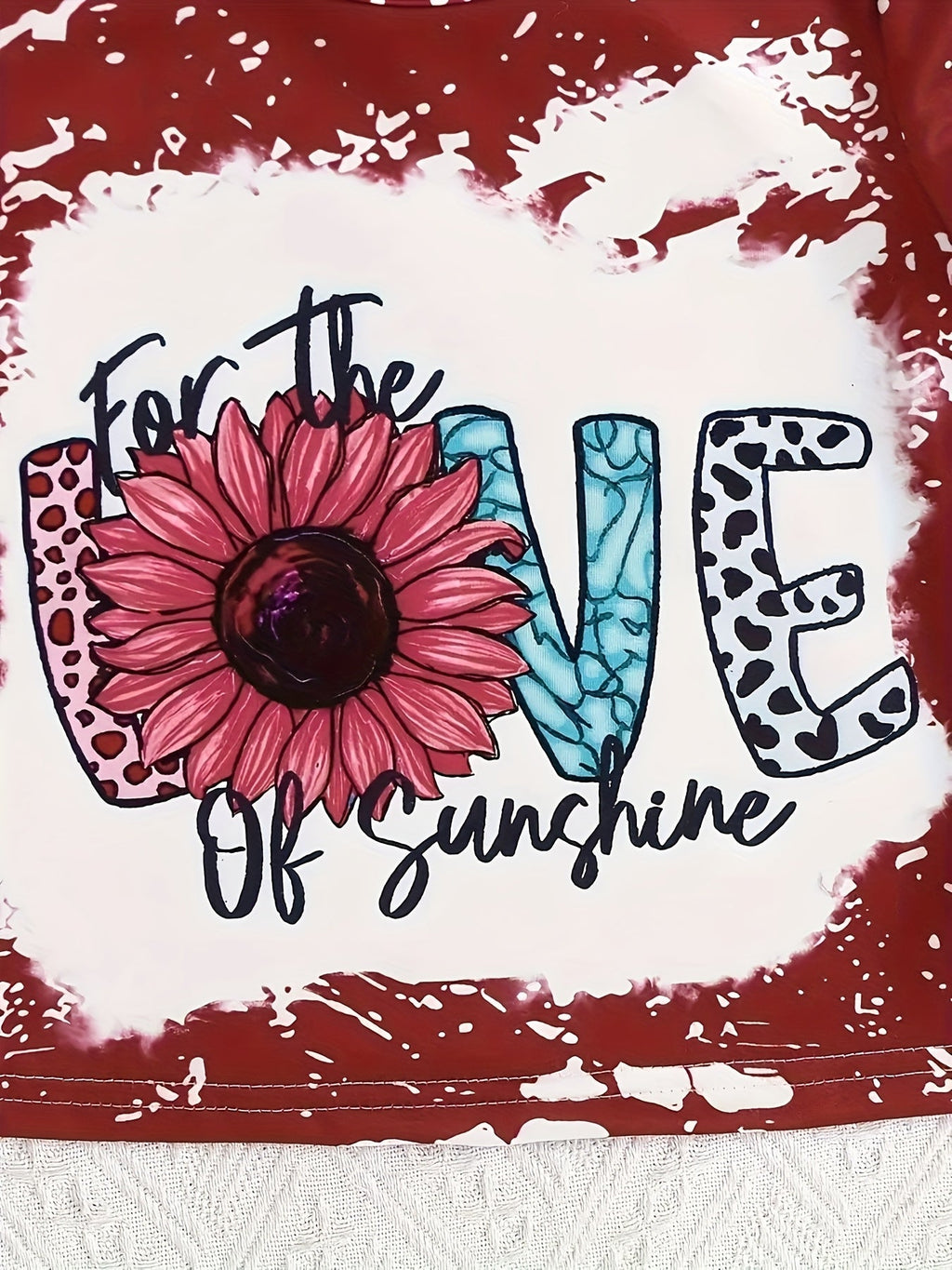 Floral Leopard Print Butterfly 'LOVE' Letter Graphic Short-Sleeve T-Shirt and Flared Long Pants