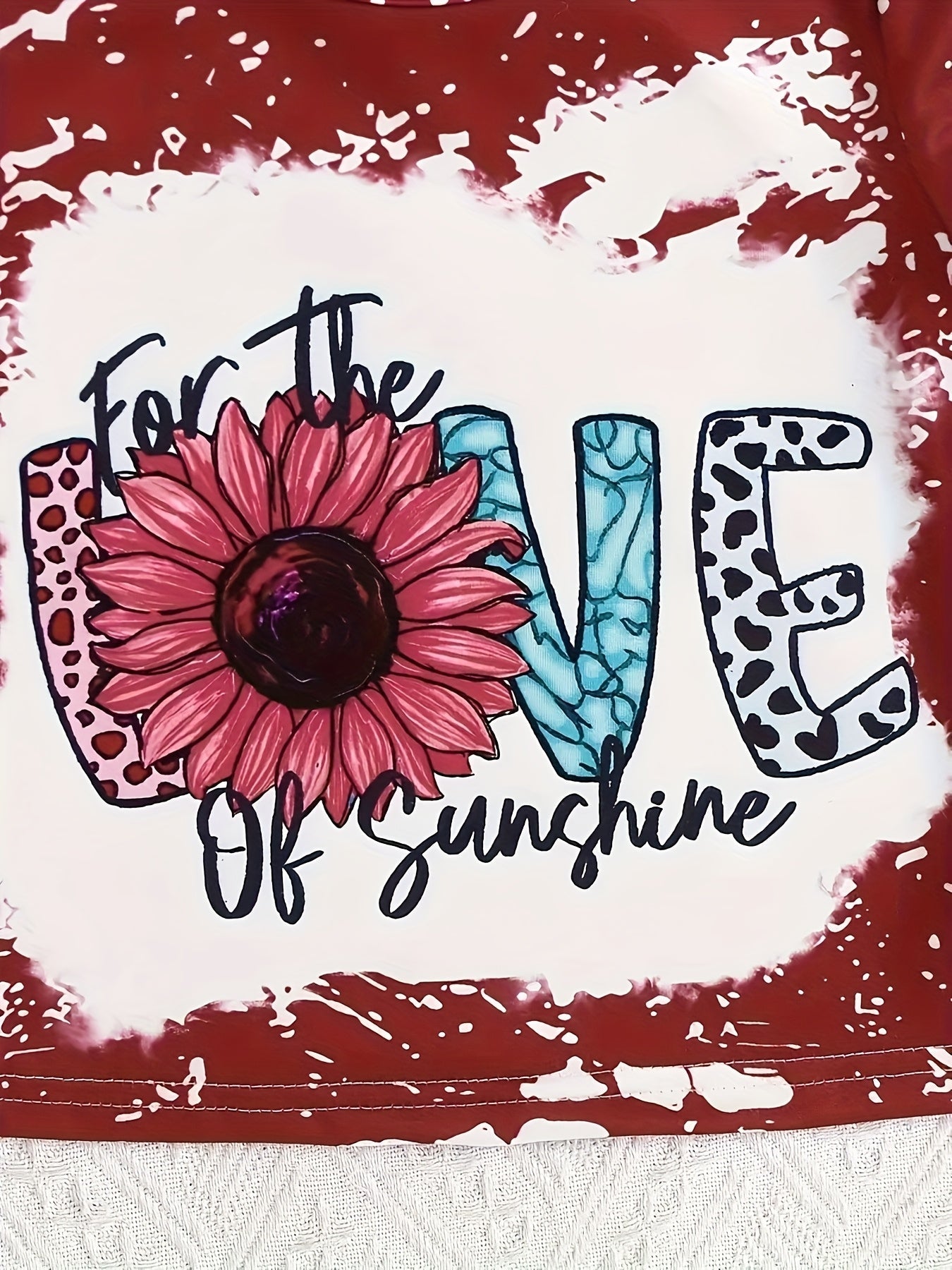 Floral Leopard Print Butterfly 'LOVE' Letter Graphic Short-Sleeve T-Shirt and Flared Long Pants